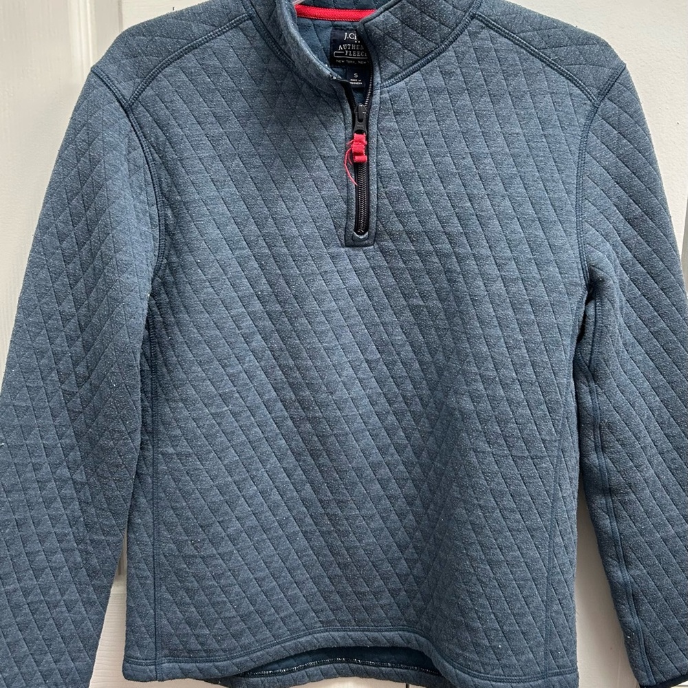 JCrew Factory Men's Blue Quilted Quarter-Zip